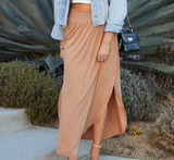 Maxi skirt w/ pockets (Camel)