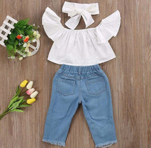 Load image into Gallery viewer, Girls Distressed Denim Set
