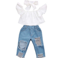 Girls Distressed Denim Set